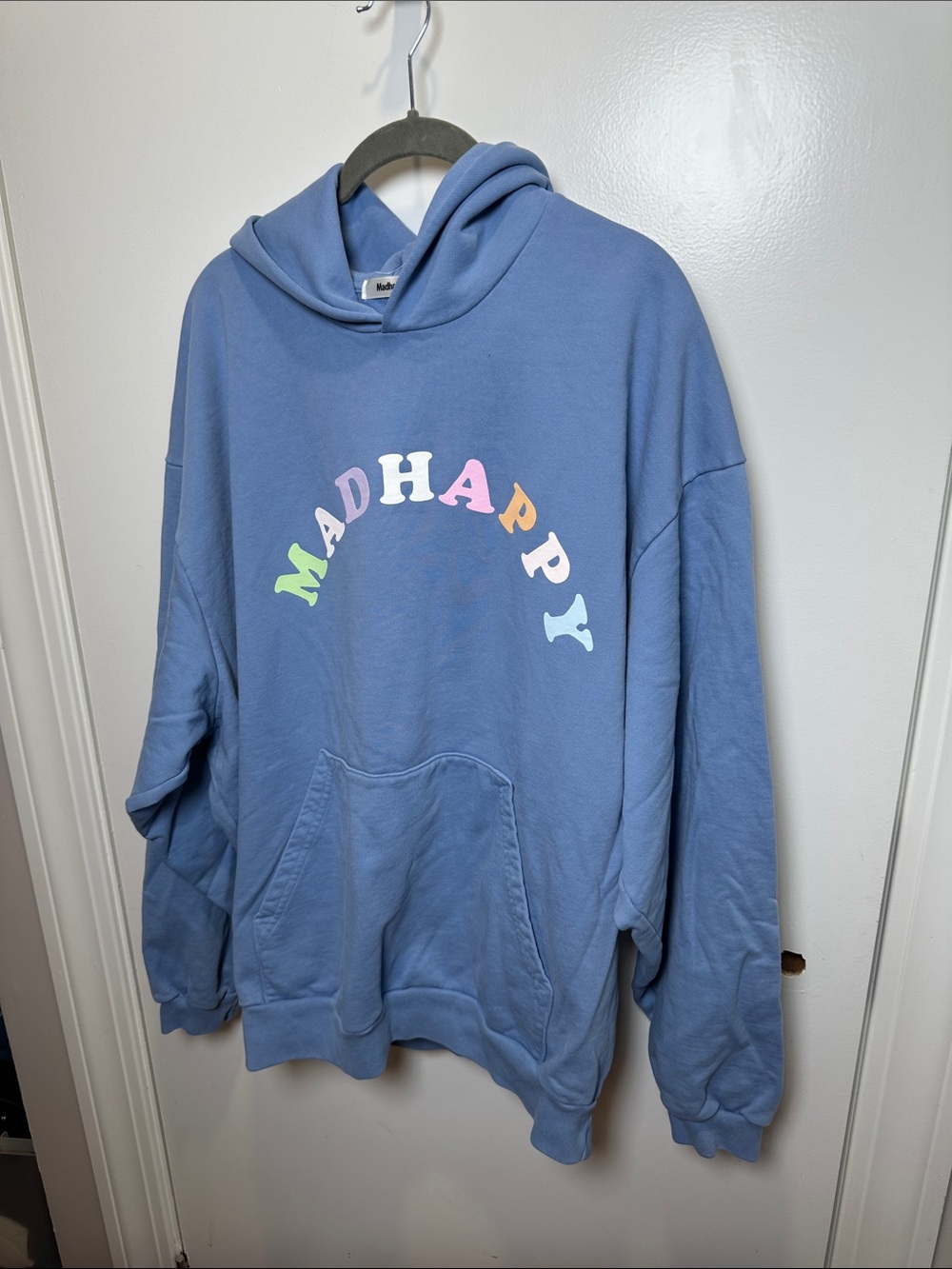 Madhappy Dusty Blue Hoodie with Multicolor Arch Logo (53)